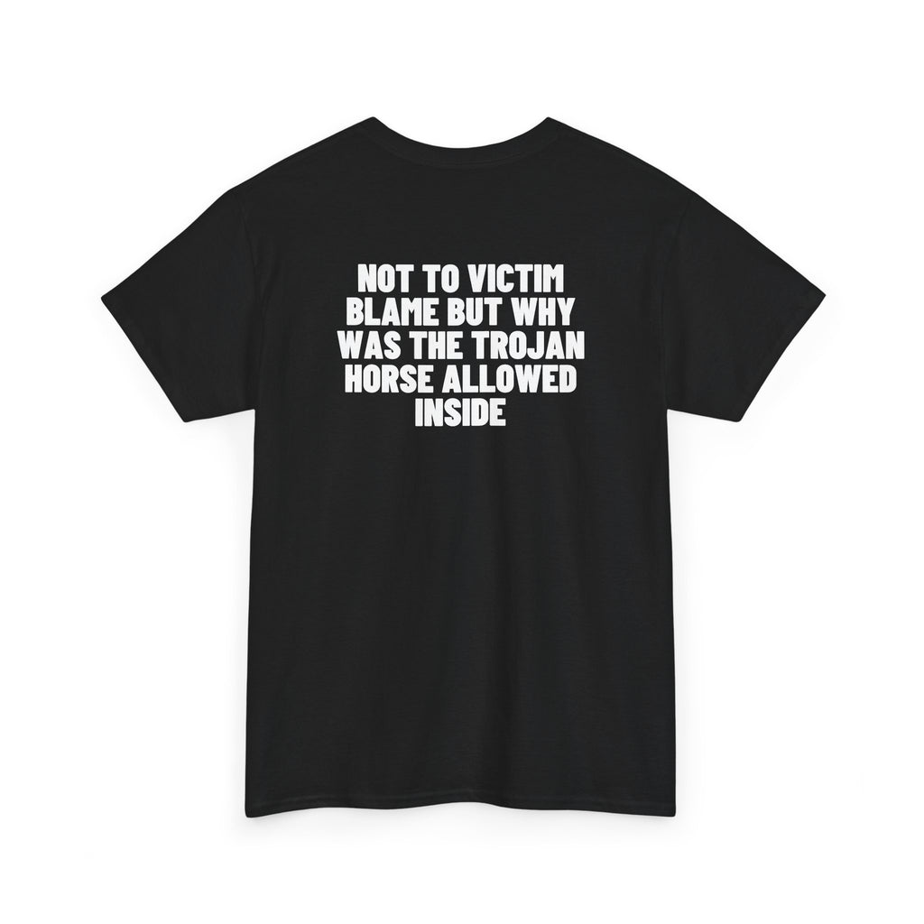 Not To Victim Blame But Why Was The Trojan Horse Allowed Inside? Backprint.